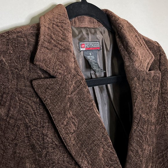 Hot Kiss Deep Brown Jacket With Texture and Pattern Size Small - Picture 3 of 11